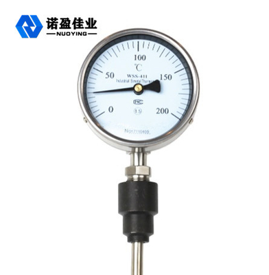 Termometro a quadrante bimetallico per olio idraulico SS Connessione filettata da 150 mm